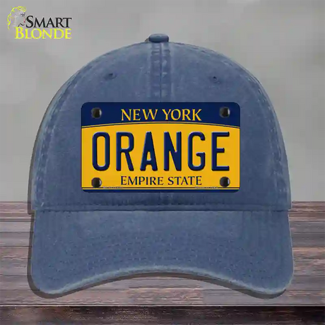 Orange Novelty License Plate Hat Unconstructed Cotton / Navy