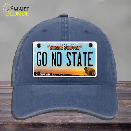 Go North Dakota State Novelty License Plate Hat Unconstructed Cotton / Navy