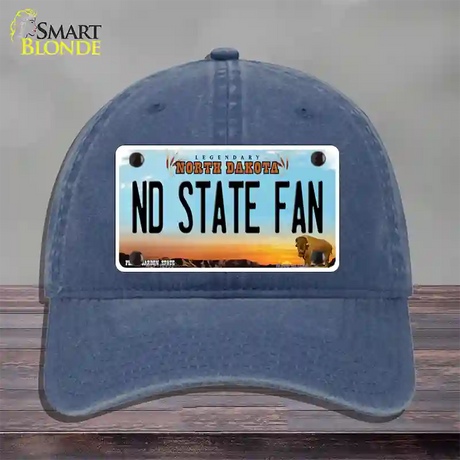 North Dakota State Fan Novelty License Plate Hat Unconstructed Cotton / Navy