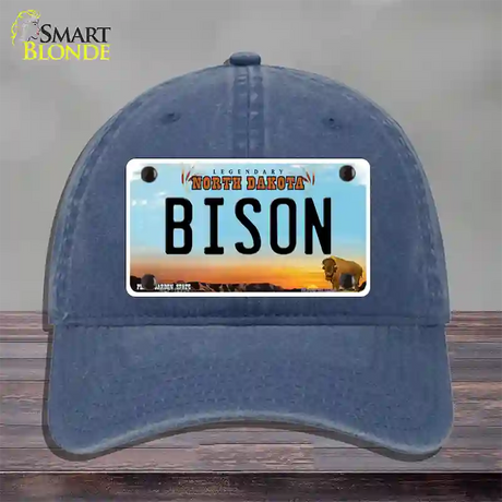 Bison Novelty License Plate Hat Unconstructed Cotton / Navy