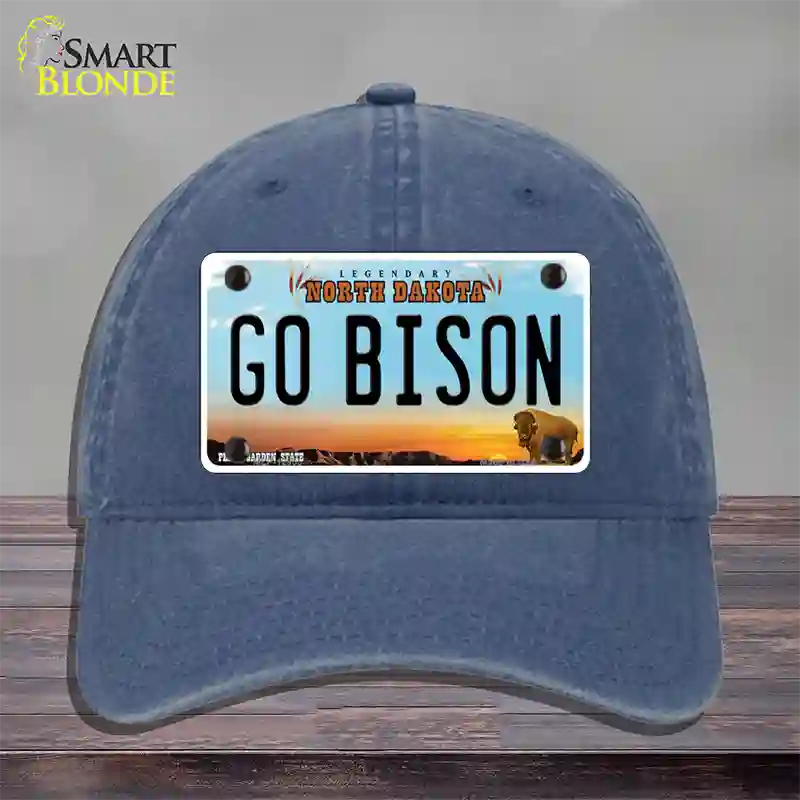 Go Bison Novelty License Plate Hat Unconstructed Cotton / Navy