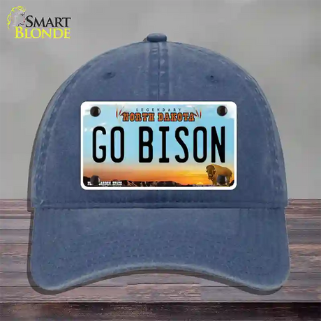 Go Bison Novelty License Plate Hat Unconstructed Cotton / Navy