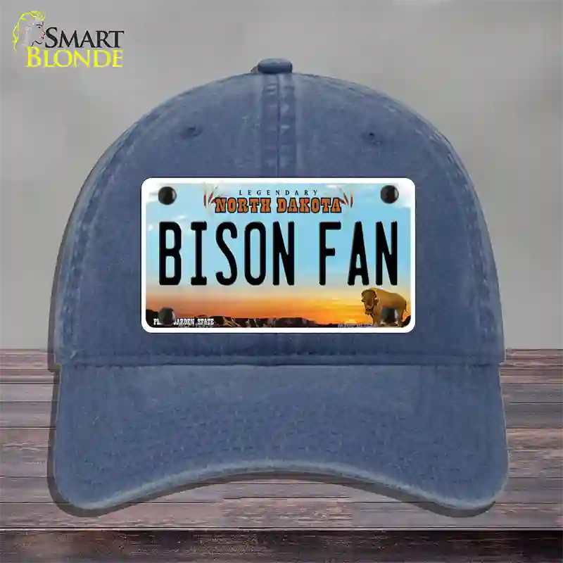 Bison Fan Novelty License Plate Hat Unconstructed Cotton / Navy