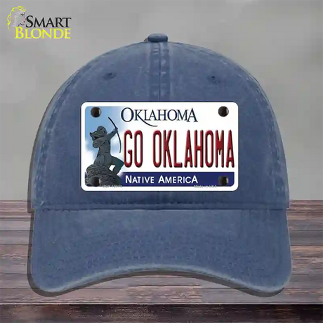 Go Oklahoma Novelty License Plate Hat Unconstructed Cotton / Navy