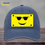 Sunglasses Cool Smiley Novelty License Plate Hat Unconstructed Cotton / Navy