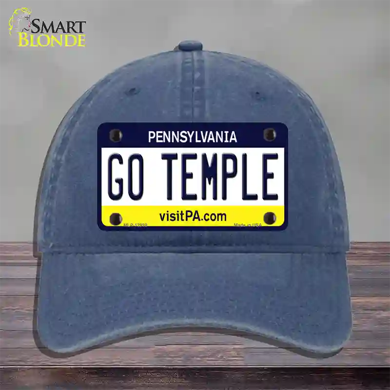 Go Temple Novelty License Plate Hat Unconstructed Cotton / Navy