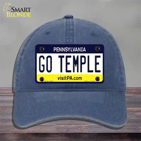 Go Temple Novelty License Plate Hat Unconstructed Cotton / Navy