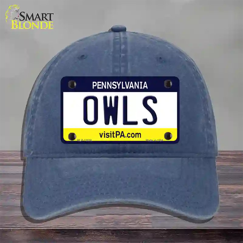 Owls Novelty License Plate Hat Unconstructed Cotton / Navy