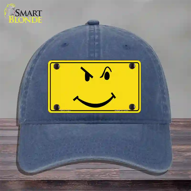 Defiant Smiley Novelty License Plate Hat Unconstructed Cotton / Navy