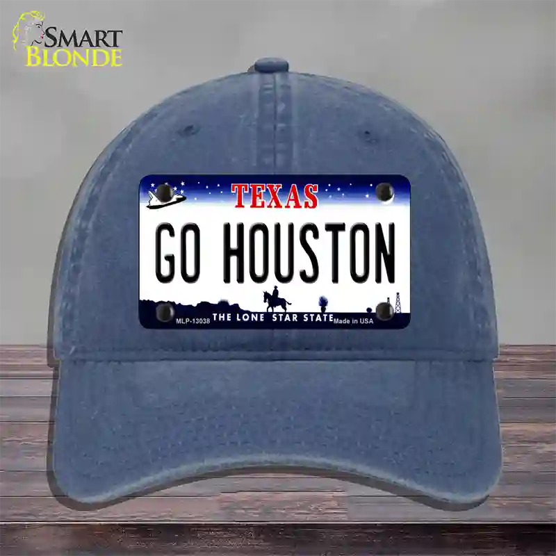 Go Houston Novelty License Plate Hat Unconstructed Cotton / Navy