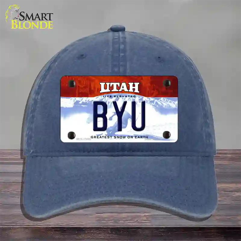 BYU Novelty License Plate Hat Unconstructed Cotton / Navy