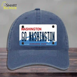 Go Washington Novelty License Plate Hat Unconstructed Cotton / Navy