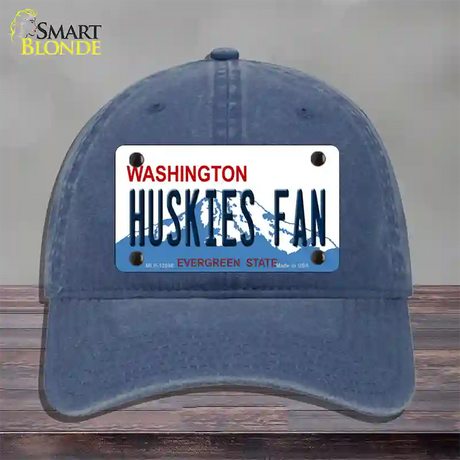 Huskies Fan Washington Novelty License Plate Hat Unconstructed Cotton / Navy