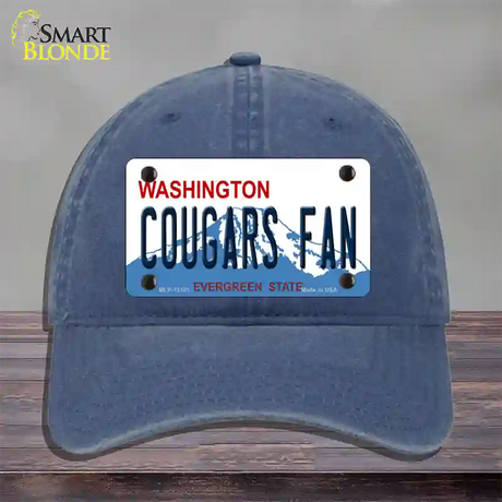 Washington Plate Cougars Fan Novelty License Plate Hat Unconstructed Cotton / Navy