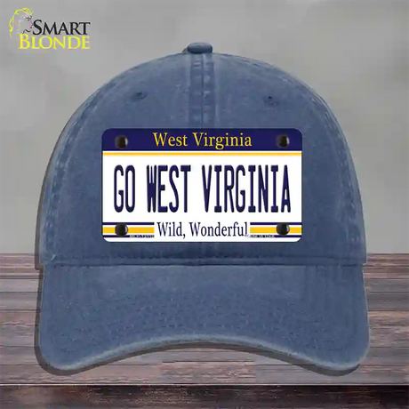 Go West Virginia Novelty License Plate Hat Unconstructed Cotton / Navy