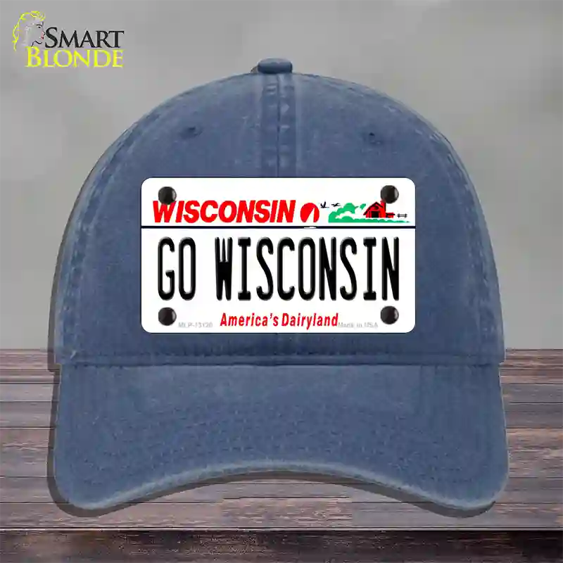 Go Wisconsin Novelty License Plate Hat Unconstructed Cotton / Navy