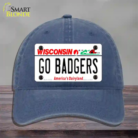 Go Badgers Novelty License Plate Hat Unconstructed Cotton / Navy