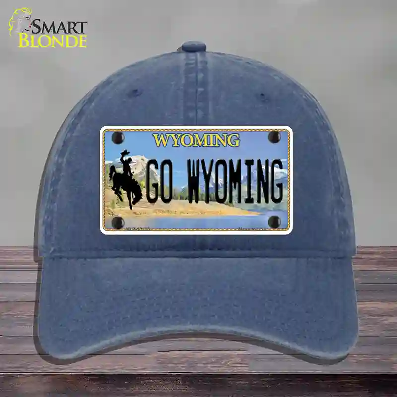 Go Wyoming Novelty License Plate Hat Unconstructed Cotton / Navy