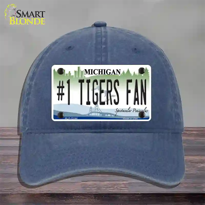 Number 1 Tigers Fan Novelty License Plate Hat Tag Unconstructed Cotton / Navy