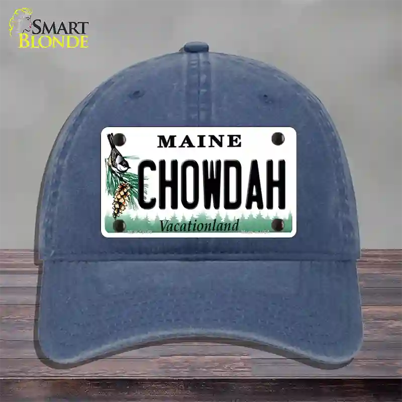 Chowdah Maine Novelty License Plate Hat Unconstructed Cotton / Navy