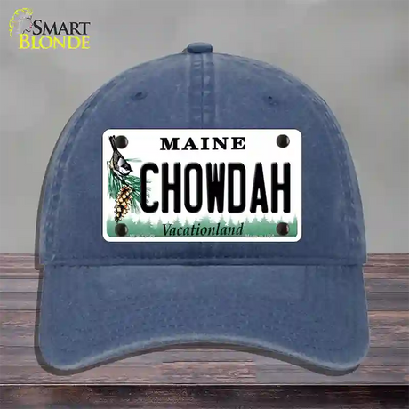 Chowdah Maine Novelty License Plate Hat Unconstructed Cotton / Navy