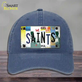 Saints Strip Art Novelty License Plate Hat Tag Unconstructed Cotton / Navy