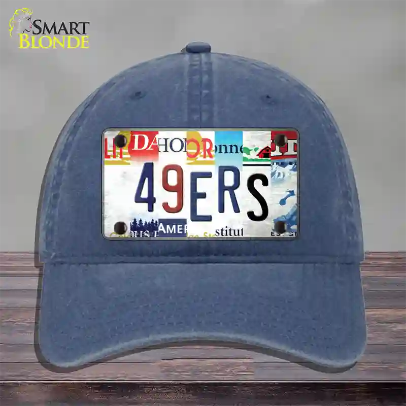 49ers Strip Art Novelty License Plate Hat Tag Unconstructed Cotton / Navy