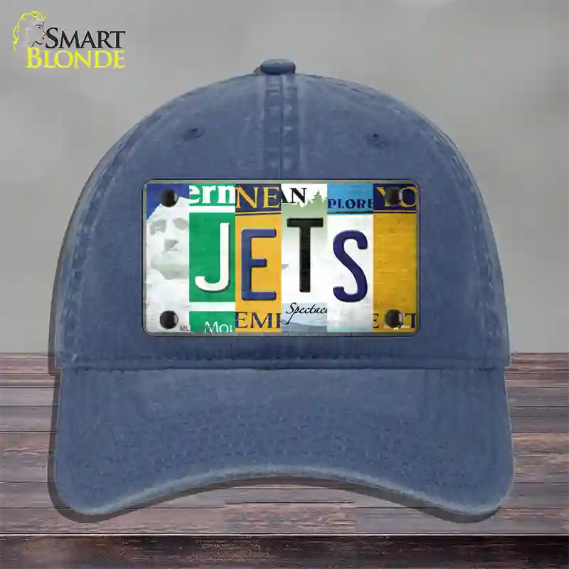 Jets Strip Art Novelty License Plate Hat Tag Unconstructed Cotton / Navy