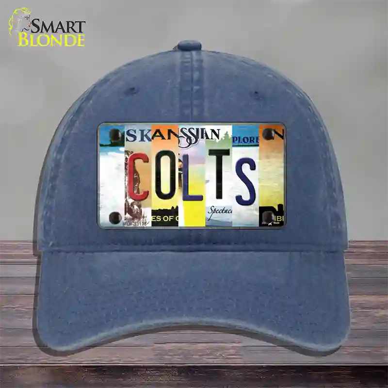 Colts Strip Art Novelty License Plate Hat Tag Unconstructed Cotton / Navy