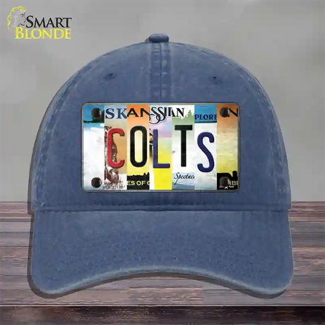 Colts Strip Art Novelty License Plate Hat Tag Unconstructed Cotton / Navy