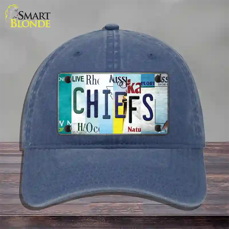 Chiefs Strip Art Novelty License Plate Hat Tag Unconstructed Cotton / Navy