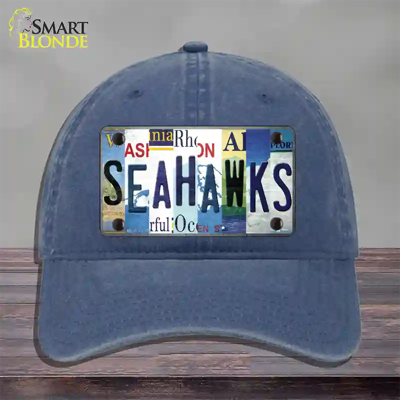 Seahawks Strip Art Novelty License Plate Hat Tag Unconstructed Cotton / Navy