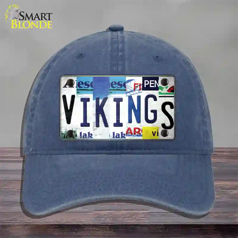 Vikings Strip Art Novelty License Plate Hat Tag Unconstructed Cotton / Navy