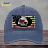 American Flag Eagle Novelty License Plate Hat Unconstructed Cotton / Navy