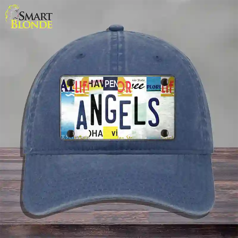 Angels Strip Art Novelty License Plate Hat Tag Unconstructed Cotton / Navy