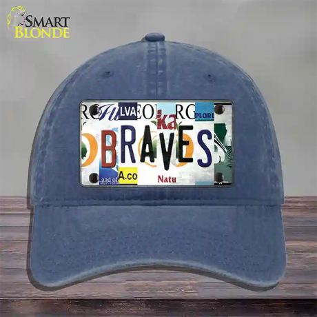 Braves Strip Art Novelty License Plate Hat Tag Unconstructed Cotton / Navy