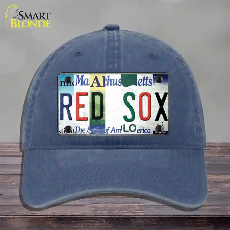 Red Sox Strip Art Novelty License Plate Hat Tag Unconstructed Cotton / Navy