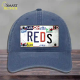 Reds Strip Art Novelty License Plate Hat Tag Unconstructed Cotton / Navy