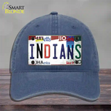 Indians Strip Art Novelty License Plate Hat Tag Unconstructed Cotton / Navy