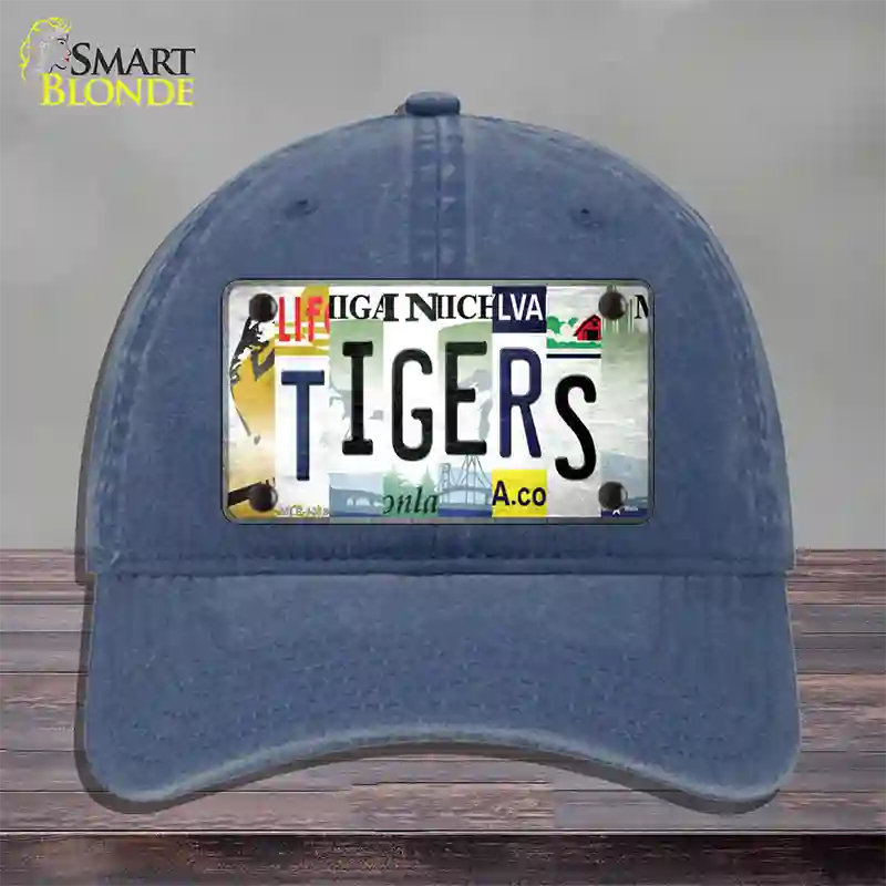 Tigers Strip Art Novelty License Plate Hat Tag Unconstructed Cotton / Navy