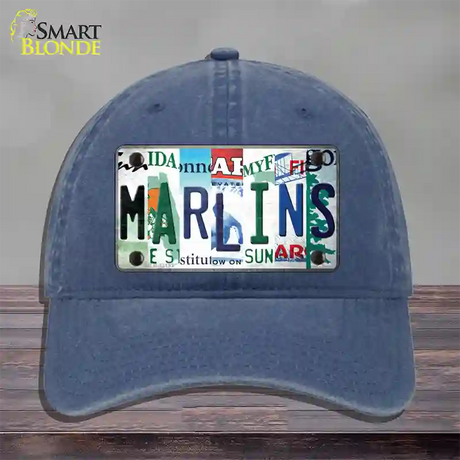 Marlins Strip Art Novelty License Plate Hat Tag Unconstructed Cotton / Navy