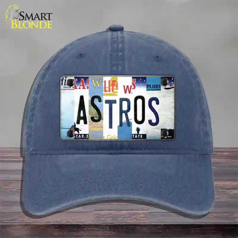 Astros Strip Art Novelty License Plate Hat Tag Unconstructed Cotton / Navy