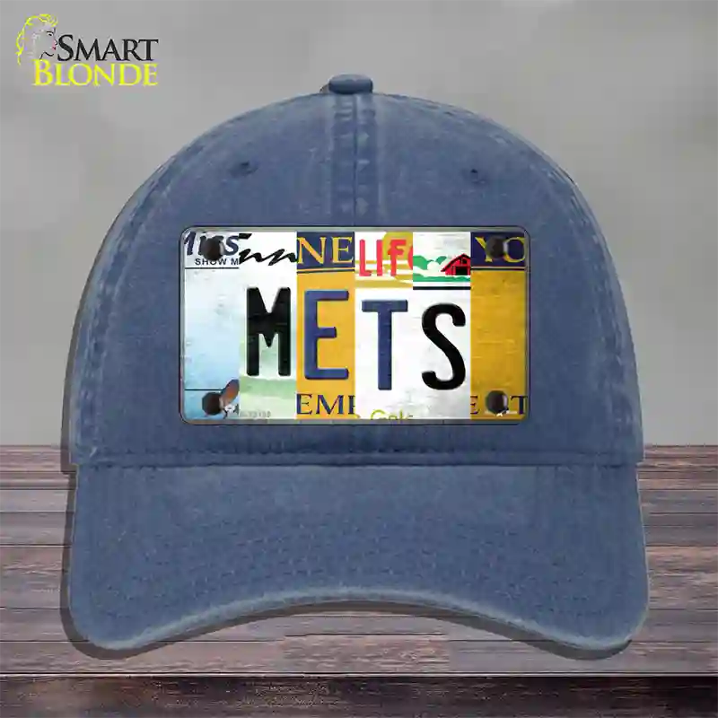 Mets Strip Art Novelty License Plate Hat Tag Unconstructed Cotton / Navy