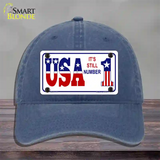 USA Still 1 Novelty License Plate Hat Unconstructed Cotton / Navy