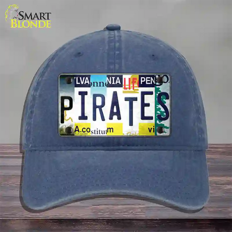 Pirates Strip Art Novelty License Plate Hat Tag Unconstructed Cotton / Navy