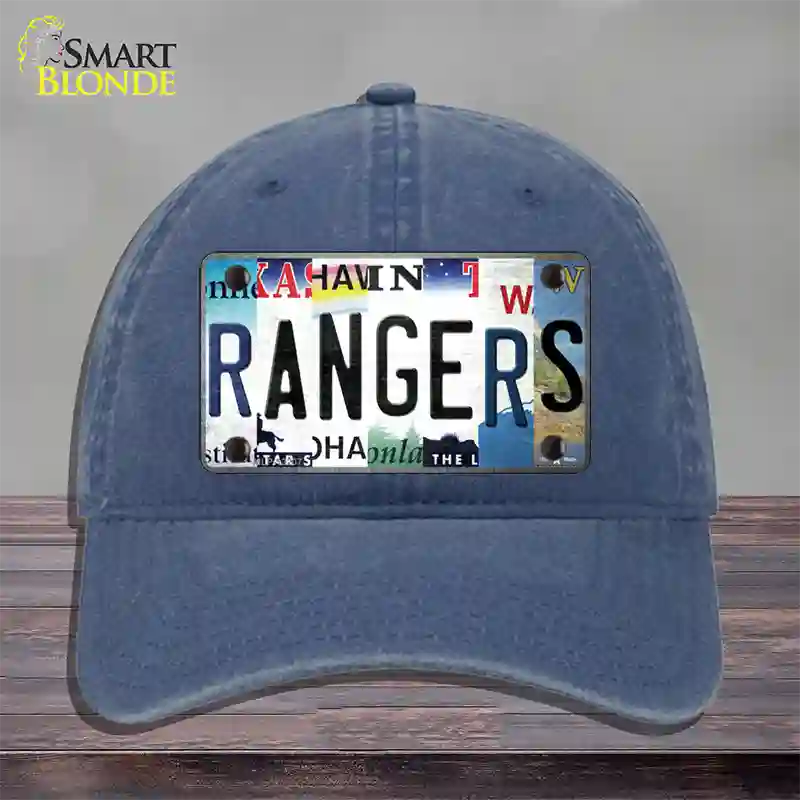 Rangers Strip Art Novelty License Plate Hat Tag Unconstructed Cotton / Navy