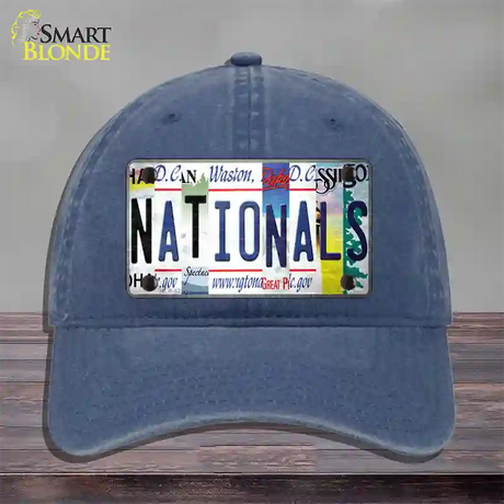 Nationals Strip Art Novelty License Plate Hat Tag Unconstructed Cotton / Navy