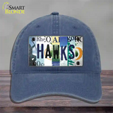 Hawks Strip Art Novelty License Plate Hat Tag Unconstructed Cotton / Navy