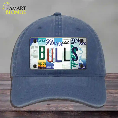 Bulls Strip Art Novelty License Plate Hat Tag Unconstructed Cotton / Navy