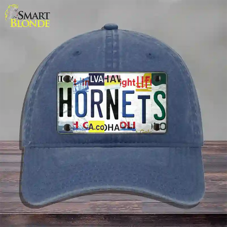 Hornets Strip Art Novelty License Plate Hat Tag Unconstructed Cotton / Navy